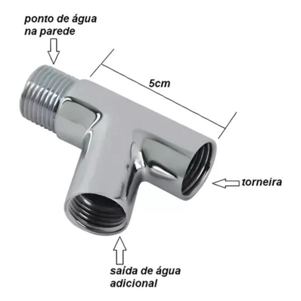 Imagem de Conexão Adaptador Junção Y 1/2 Cromado Filtro/Torneira/Caixa