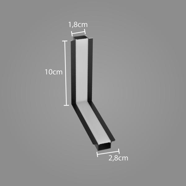 Imagem de Conexão Emenda L Preto p/ Perfil de Embutir Wood Parede-Teto Usina ST2881