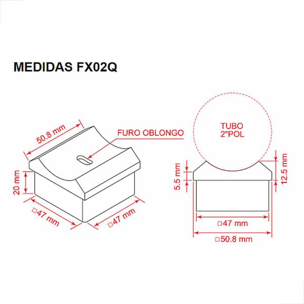 Imagem de Conexao Fixa Fx02Q Quadrada 2 Polegadas Aluminio Branco