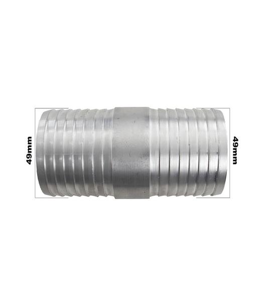 Conexão Nipe 49mm Alumínio Emenda Universal - PARAISO DAS MANGUEIRAS Imagem de Conexão Nipe 49mm Alumínio Emenda Universal