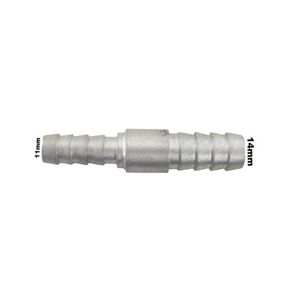 Conexão Nipe Emenda Redução 1/2 x 3/8 14mm 11mm Alumínio - PARAISO DAS MANGUEIRAS Imagem de Conexão Nipe Emenda Redução 1/2 x 3/8 14mm 11mm Alumínio