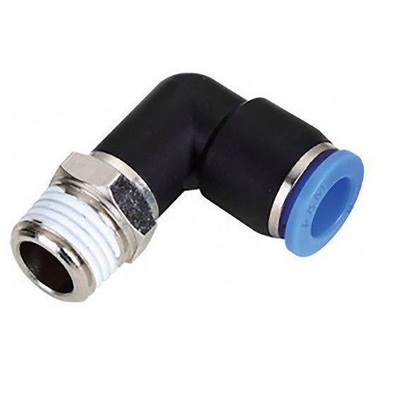 Imagem de Conexão Pneumática Cotovelo Macho 1/8 Npt X 8mm Tubo - 4 Pçs