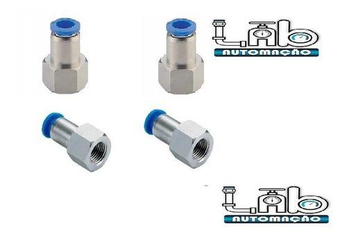 Imagem de Conexao Pneumática Reta Femea 12mmx1/4 Bsp - 4 Peças