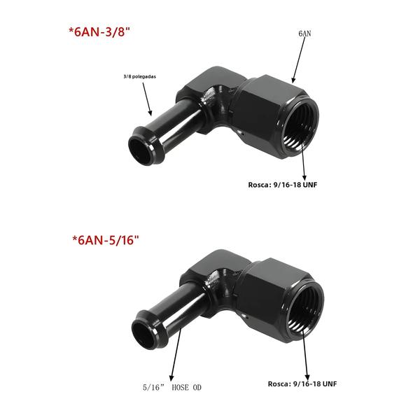 Imagem de Conexão Rápida De Alumínio Preto 6AN AN6 Macho Para 3/8 5/16 De Desconexão Rápida Push on Adaptador