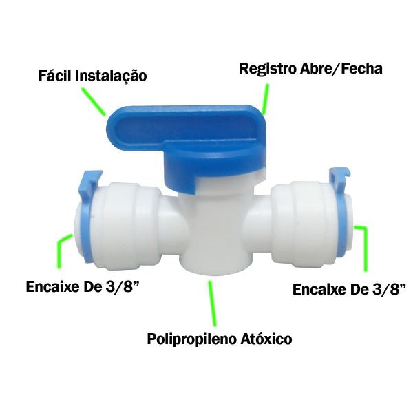 Imagem de Conexão Registro Compatível C/ Purificador Soft Latina Lorenzetti Válvula De Fechamento Emenda 3/8"X3/8"