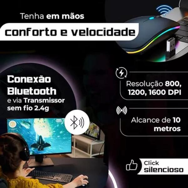Conexão sem Esforço: Mouse Sem Fio USB 2.4GHz Recarregável - JP UTILIDADES Imagem de Conexão sem Esforço: Mouse Sem Fio USB 2.4GHz Recarregável
