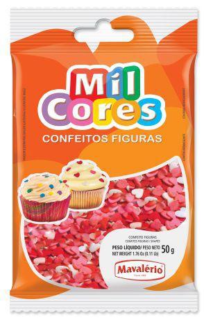 Imagem de Confeito coração 50g mil cores mavalério