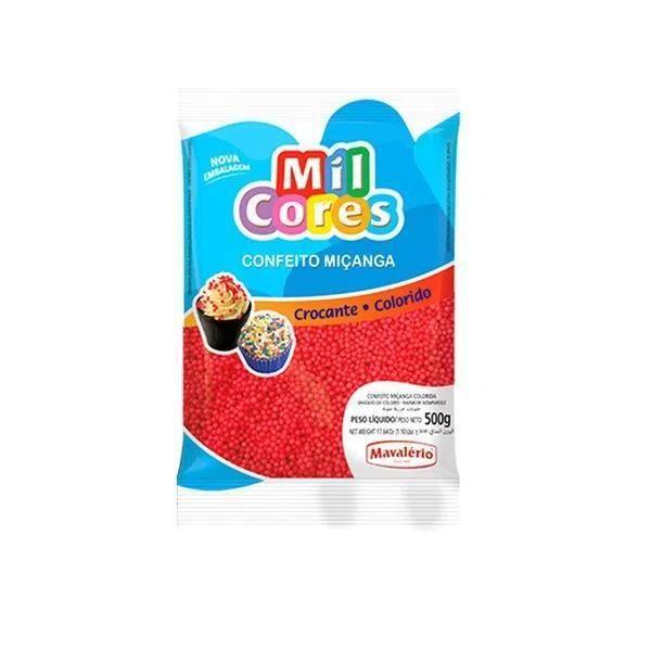 Imagem de Confeito Crocante Miçanga Vermelho Número 0 500G Mavalério