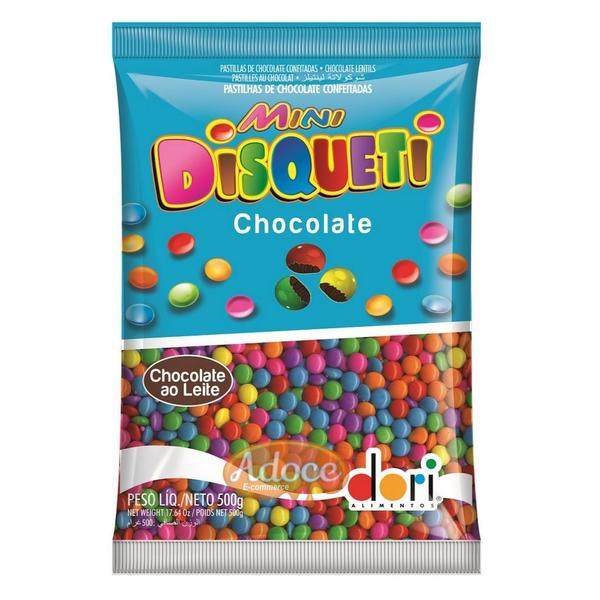 Confeito de chocolate mini disqueti 500g dori Imagem de Confeito de chocolate mini disqueti 500g dori