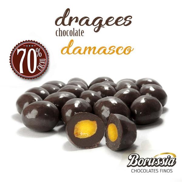Confeito de Damasco com Chocolate 70% Cacau Borússia Chocolates - Borússia Chocolates Imagem de Confeito de Damasco com Chocolate 70% Cacau Borússia Chocolates