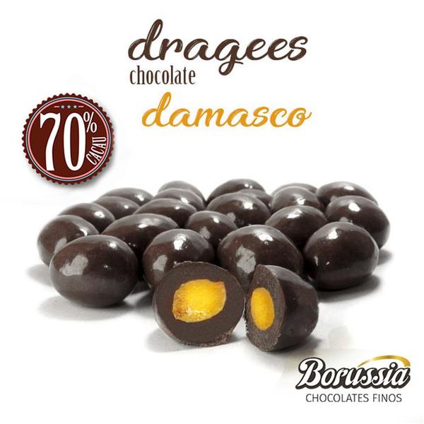 Imagem de Confeito de Damasco com Chocolate 70% Cacau Borússia Chocolates