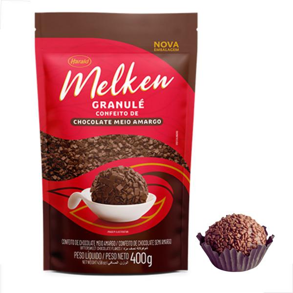 Imagem de Confeito granulé chocolate meio amargo Melken 400g