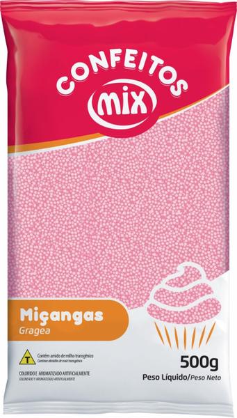 Imagem de Confeito Miçanga Rosa bebe 500g - Mix Granulado