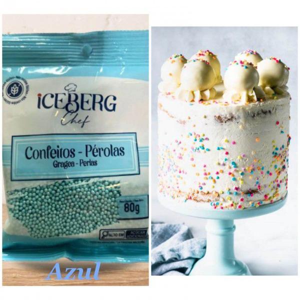 Confeitos Perolados Azul 80g Iceberg - Cia do Molde Imagem de Confeitos Perolados Azul 80g Iceberg