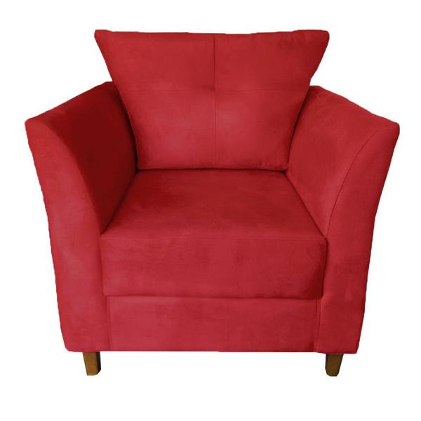 Imagem de Conj 02 Poltrona Cadeira Decorativa Isis Clinica Escritório Suede Vermelho - Dl Decor