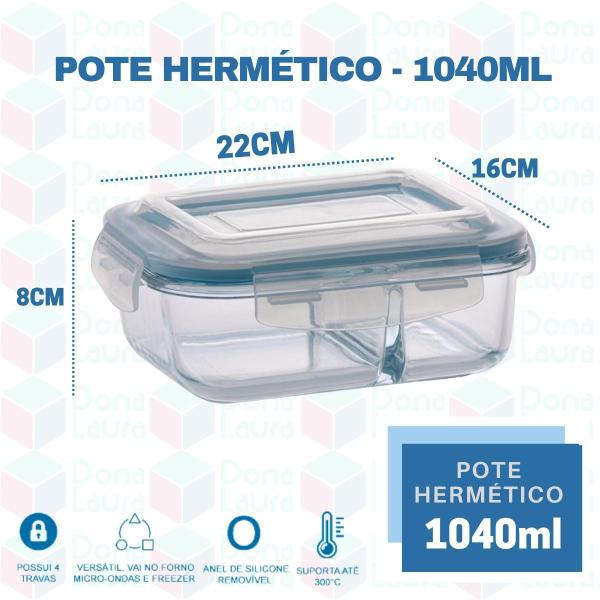 Imagem de Conj 10 Pote Hermético c/ Divisória 1040ML p/ Airfryer Forno