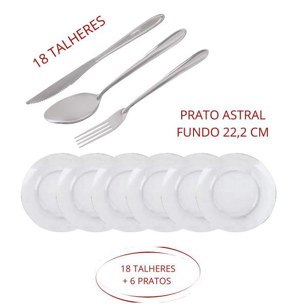 Conj 18 Talheres Inox Refeição 6 Pratos Astral Fundo - Nadir Figueiredo Imagem de Conj 18 Talheres Inox Refeição 6 Pratos Astral Fundo