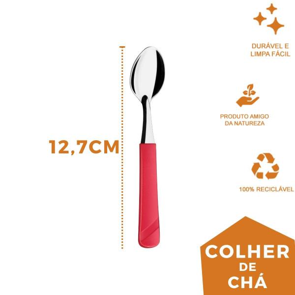 Imagem de Conj 180 Colher de Chá Linha Luna Vermelho Aço Inox  Buffet