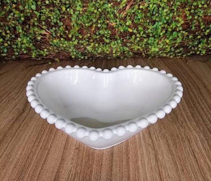 Imagem de Conj. 2 Bowls Porcelana Coração Beads Branco 15x13x5- Bon Gourmet