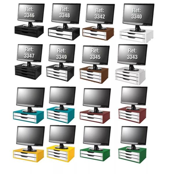 Imagem de CONJ 2 Suportes Para Monitor Em Madeira MDF Black Piano Com 2 Gavetas Black Piano Referência 3346 SOUZA