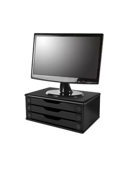 Imagem de Conj 2 Suportes Para Monitor MDF Black Piano 2 Gavetas Black Piano 3346 + 2 Suportes Para Monitor MDF Black Piano 3 Gavetas Black Piano 3347 - SOUZA