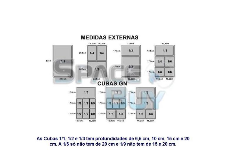 Imagem de CONJ 3 CUBAS Gastronômica Em Inox GN 1/3x100 mm 3,3 Litros + 3 TAMPAS 1/3 Em Inox Tradicional Originais ZAHAV