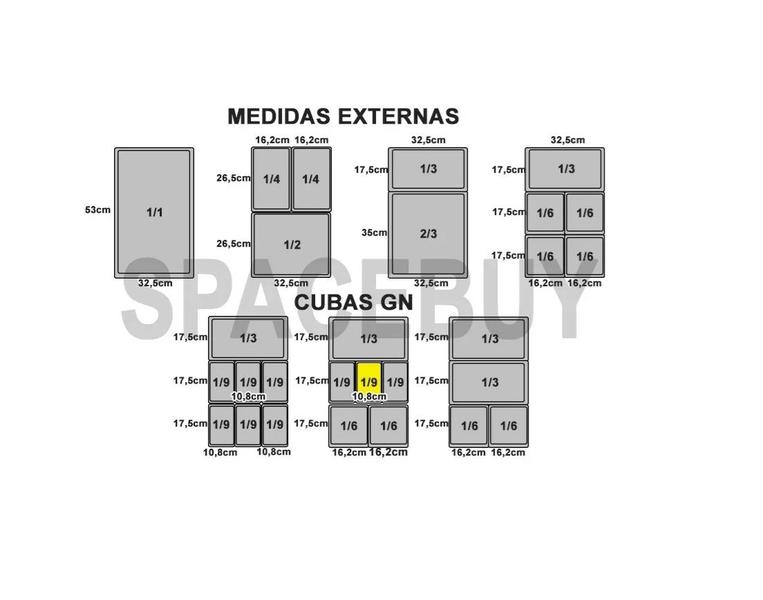 Imagem de Conj 4 Cuba Gastronômica Inox GN 1/9x65 mm 590 ML COM TAMPA INOX SEM ABERTURA ZAHAV