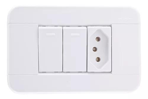 Imagem de Conj 4x2 2 Interruptores Simples 10a 250v E 1 Tomada 2p+t 10a 250v Branco