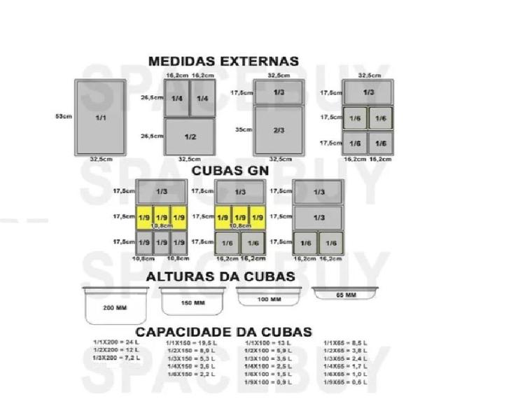 Imagem de CONJ 8 TAMPAS 1/9 Em POLICARBONATO 17,6x10,8 cm Sem ABERTURA Para Cubas 1/9 Em POLI CAMBRO