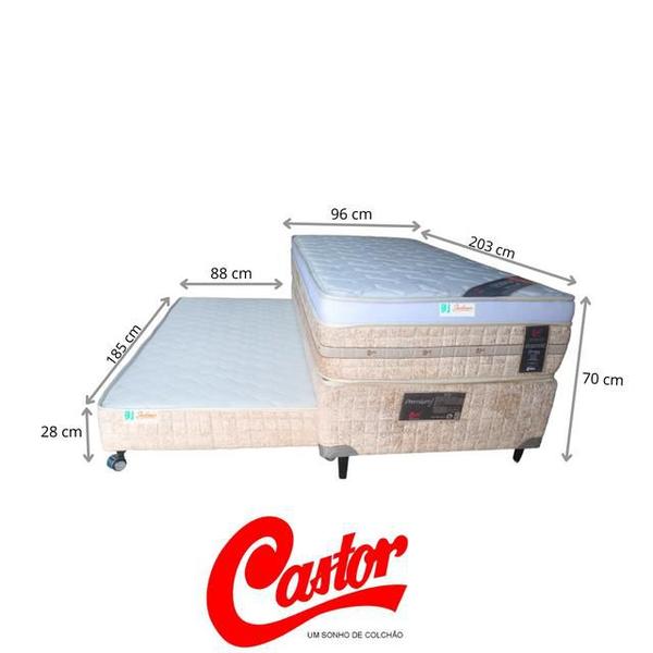 Imagem de Conj. Colchão Castor Premium Tecnopedic Solteiro King 96x203x30 + Bicama Espuma Premium 96x203x40