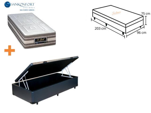 Conj. Colchão Sankonfort Le Griff Solteiro 96x203x33 + Cama Box Baú Solteiro 96x203 Imagem de Conj. Colchão Sankonfort Le Griff Solteiro 96x203x33 + Cama Box Baú Solteiro 96x203