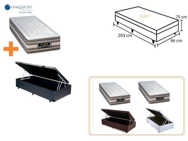 Conj. Colchão Sankonfort Le Griff Solteiro 96x203x33 + Cama Box Baú Solteiro 96x203 Imagem de Conj. Colchão Sankonfort Le Griff Solteiro 96x203x33 + Cama Box Baú Solteiro 96x203
