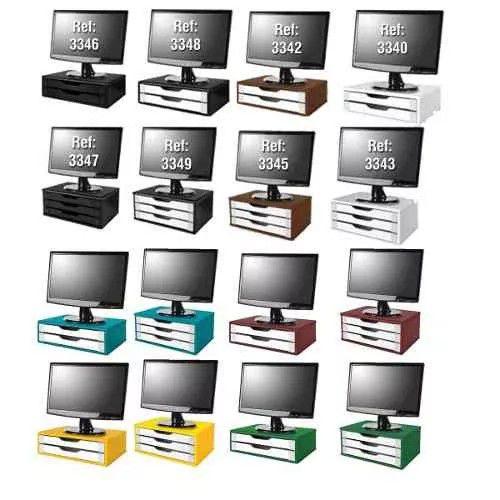 Imagem de Conj. com 3 Suportes Para Monitor em MDF Black Piano 2 Gavetas Black Piano Souza Referência 3346