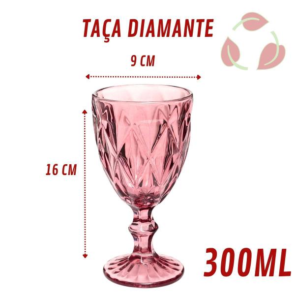 Imagem de Conj com 6 Taça Diamond de Vidro 300ML Lilás Suco Vinho Água