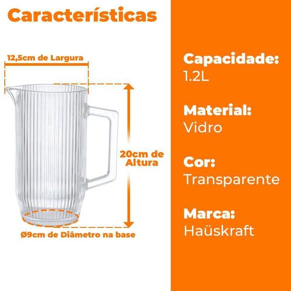 Imagem de Conj. Copos e Jarra Transparente Graffiato 7pç - Hauskraft