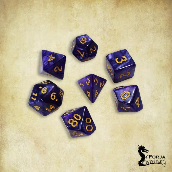 Imagem de Conj. de 7 dados - Roxo Marmorizado - RPG