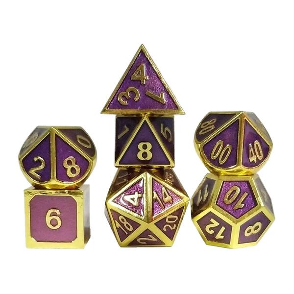 Imagem de Conj. de dados Metálicos Púrpura com Dourado - RPG