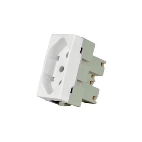 Imagem de Conj. Interruptor Duplo Simples  + Tomada 20A 250V Branco Brilhante Margirius SLEEK