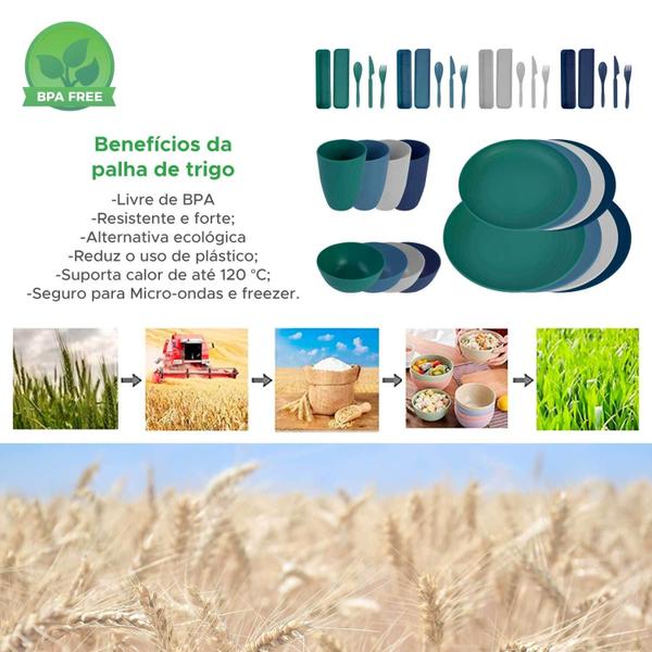 Conj. Louças Fibra De Trigo Premium 32pçs BPA Free Sortido - MIXTOU Imagem de Conj. Louças Fibra De Trigo Premium 32pçs BPA Free Sortido
