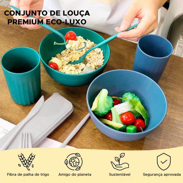 Conj. Louças Fibra De Trigo Premium 32pçs BPA Free Sortido - MIXTOU Imagem de Conj. Louças Fibra De Trigo Premium 32pçs BPA Free Sortido