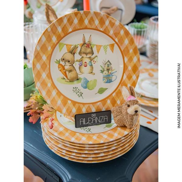 Conj Pratos Rasos Alleanza Follow The Bunny 6Unid. 1217-101 Imagem de Conj Pratos Rasos Alleanza Follow The Bunny 6Unid. 1217-101