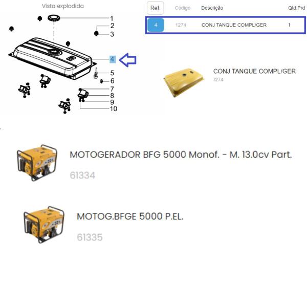 Imagem de Conj Tanque Completo Para Motogerador Gasolina 5000 Buffalo