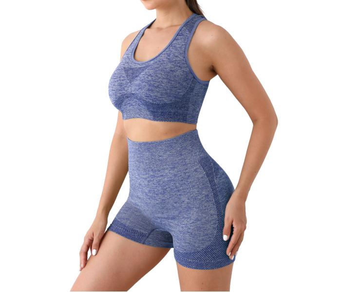 Imagem de Conjuntinho Feminino Short E Cropped Top Com Bojo Removível Sem Costura Academia Treino