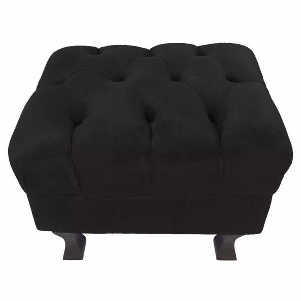 Imagem de Conjunto 01 Puff Calçadeira Retrô 1,00 Metro Luis Xv Mais 02 Puffs 50X40 cm Capitonê Suede Preto - DS Estofados