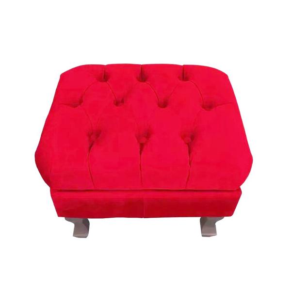 Imagem de Conjunto 01 Puff Calçadeira Retrô 1,00 Metro Luis Xv Mais 02 Puffs 50X40 cm Capitonê Suede Vermelho - DS Estofados