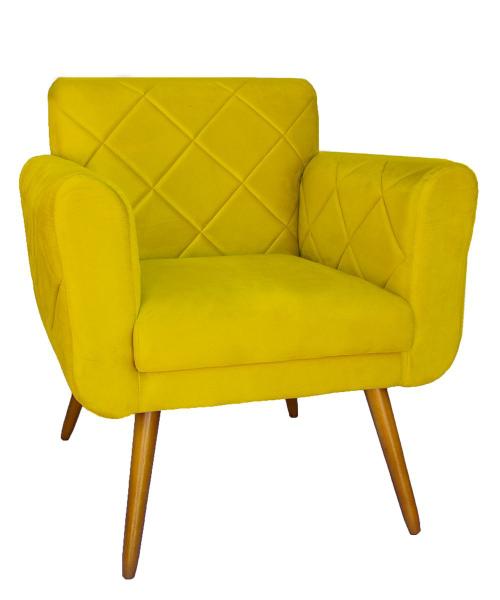 Imagem de Conjunto 02 Poltronas Estofadas Para Sala de Estar Isabella Suede Amarelo - DL DECOR