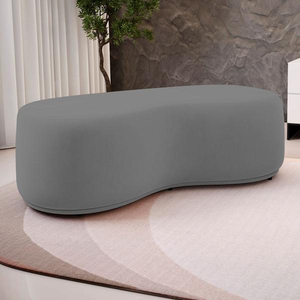 Imagem de Conjunto 02 Puffs Decorativos Living Aisha Orgânico Suede Cinza - Desk Design