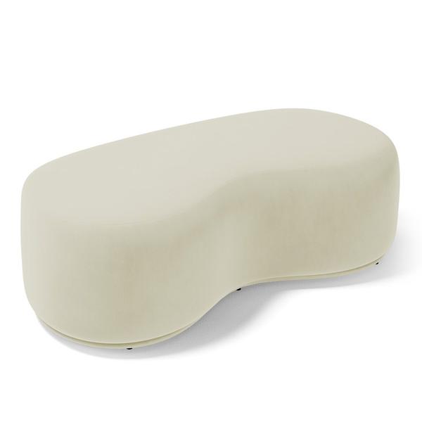 Imagem de Conjunto 03 Puffs Decorativos Living Aisha Orgânico Suede Bege Claro - Desk Design