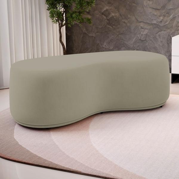 Imagem de Conjunto 03 Puffs Decorativos Living Aisha Orgânico Suede Bege - Desk Design