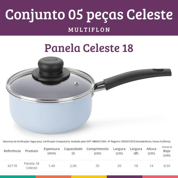 Imagem de Conjunto 05 peças Celeste de Panelas Antiaderente Multiflon